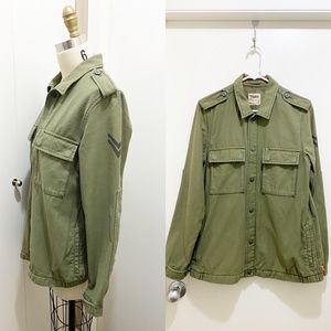 TNA Military Style Button Down Pocket Jacket Olive Green S